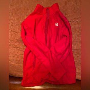 red fleece zip up jacket